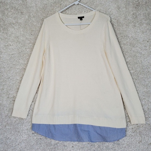 Talbots Women Faux Blouse Sweater Size 1X Petite‎ Preppy Office Knit Classic - Picture 1 of 12